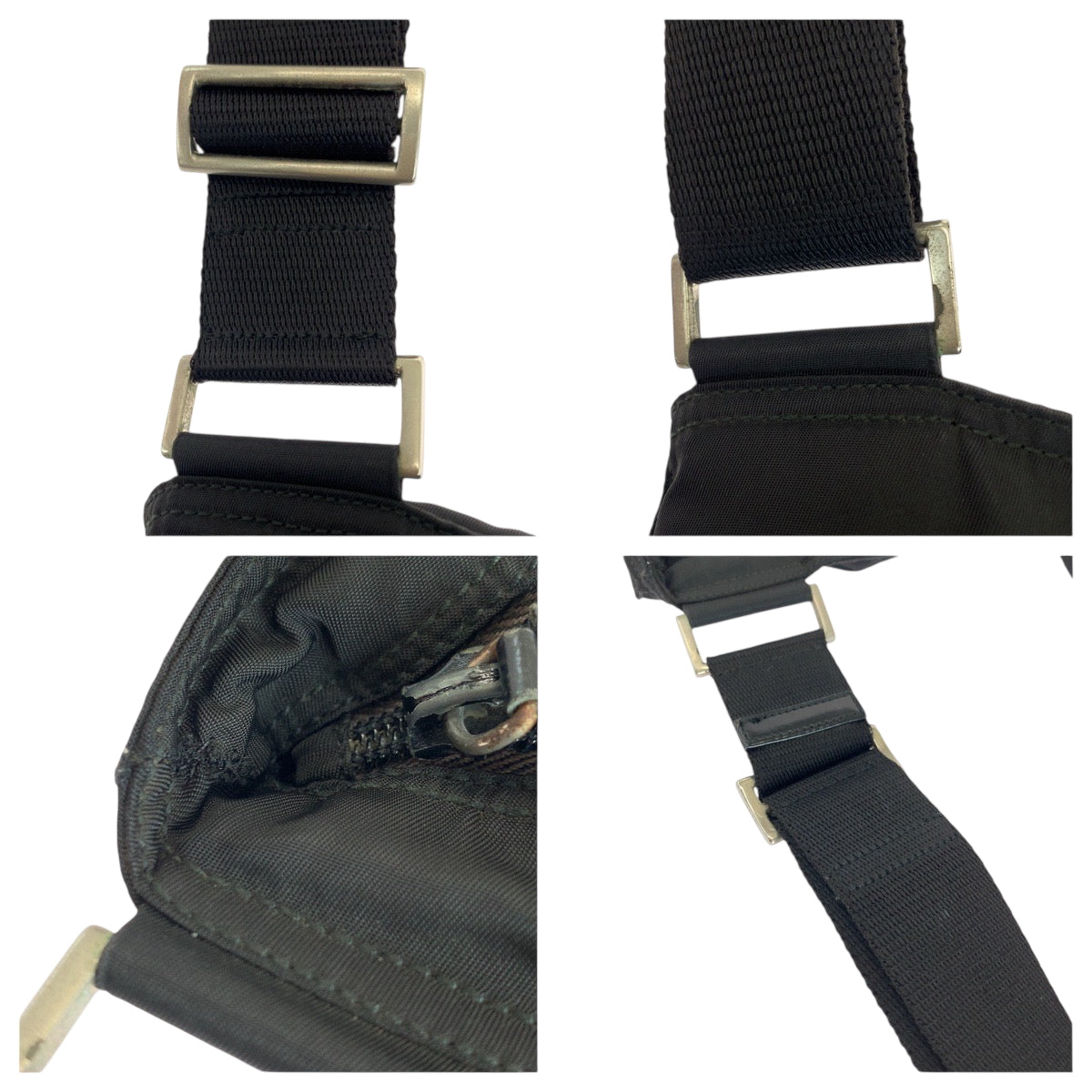 PRADA Shoulder Bag Nylon Black SilverMetal Shoulder Bag Sacoche Test Triangle With logo Women Used Authentic