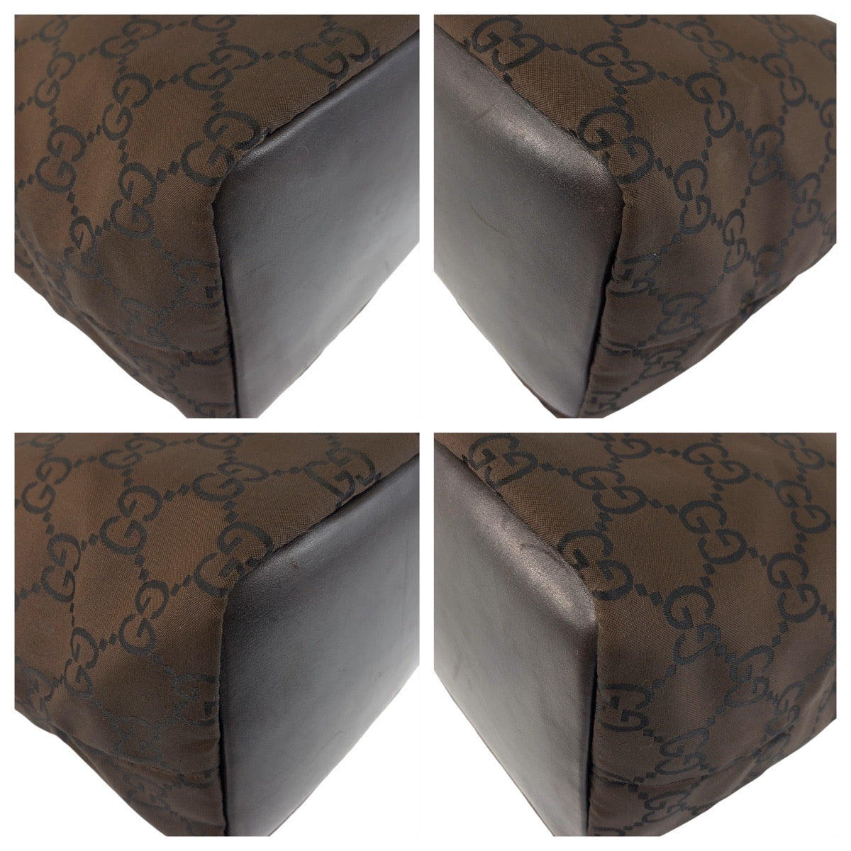 GUCCI Shoulder Bag 000 0531 Nylon Brown Bamboo GG pattern Women Used Authentic