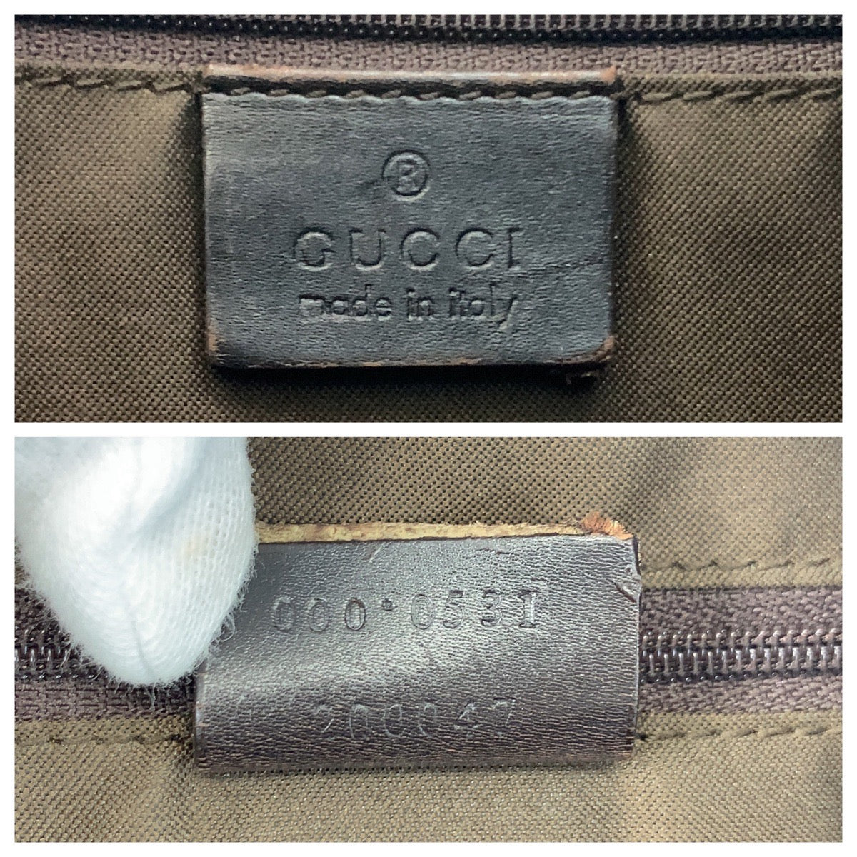 GUCCI Shoulder Bag 000 0531 Nylon Brown Bamboo GG pattern Women Used Authentic