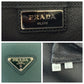 PRADA Clutch bag VR089M leather Bicolor Green Black Clutch bag Business bag Document case Safiano Triangle With logo mens Used Authentic