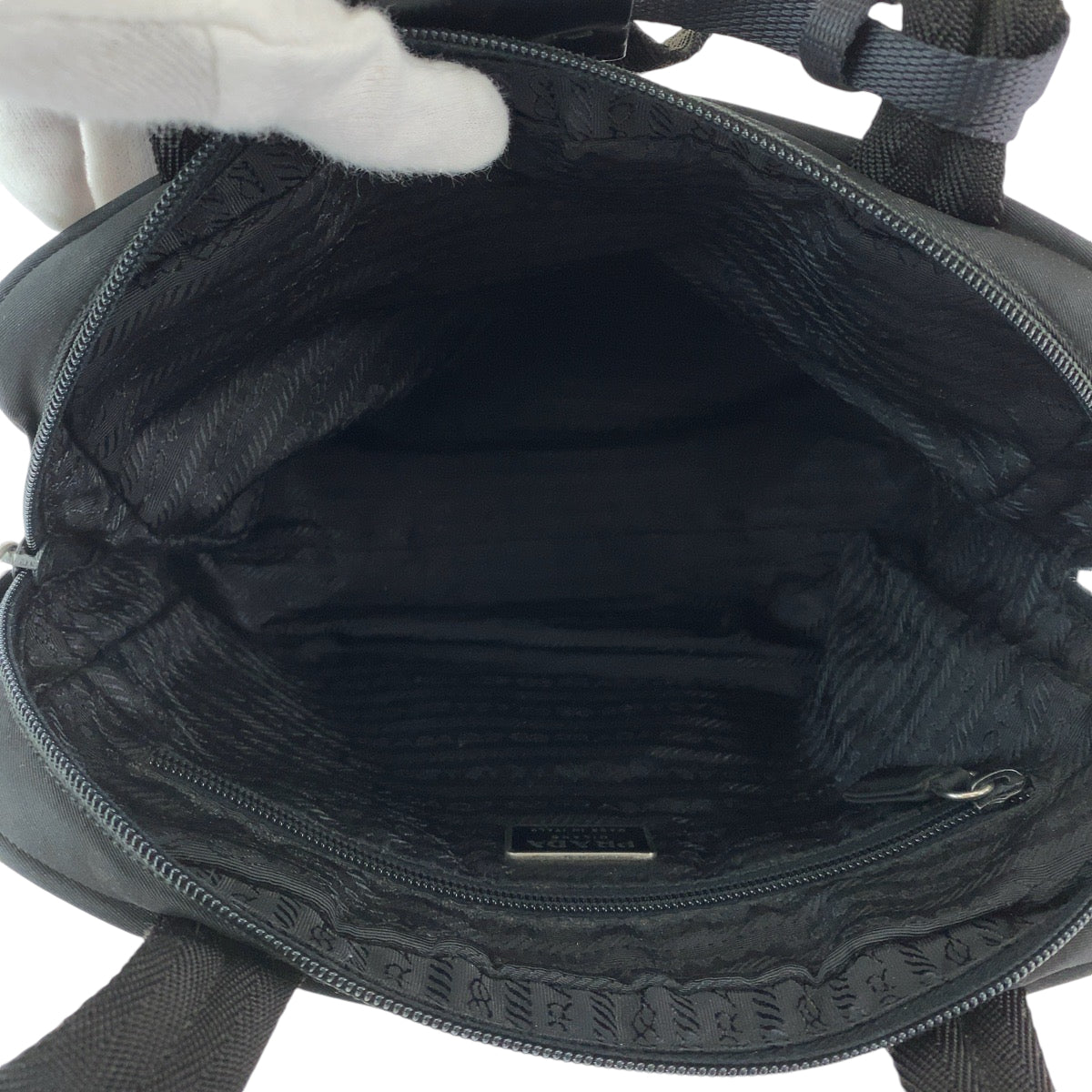 PRADA Handbag Nylon black Handbag Shoulder Bag Triangle With logo Women Used Authentic