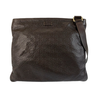 GUCCI Shoulder Bag 201446 leather Brown Silver Metal Shoulder Bag Messenger Bag Unisex Guccisima mens Used Authentic