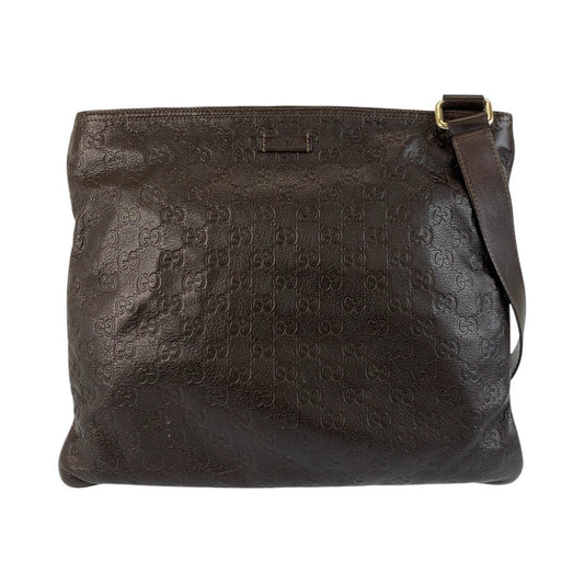 GUCCI Shoulder Bag 201446 leather Brown Silver Metal Shoulder Bag Messenger Bag Unisex Guccisima mens Used Authentic