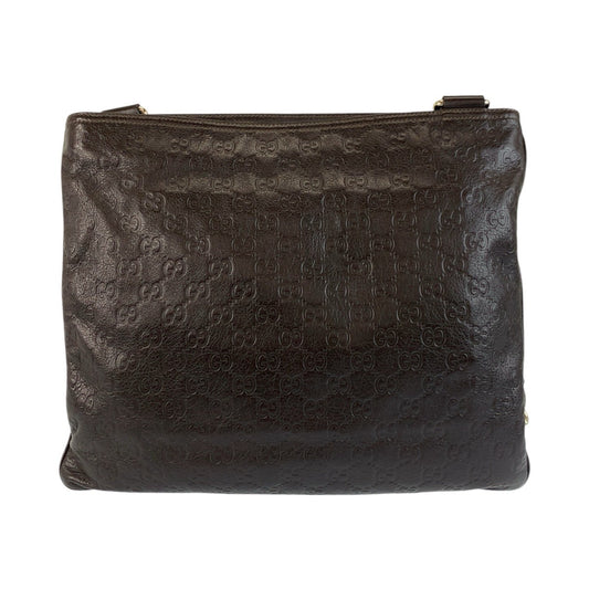GUCCI Shoulder Bag 201446 leather Brown Silver Metal Shoulder Bag Messenger Bag Unisex Guccisima mens Used Authentic