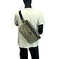GUCCI Shoulder Bag 211110 GG Supreme Canvas Beige Navy SilverMetal Shoulder Bag Bum Bag Sling bag mens Used Authentic