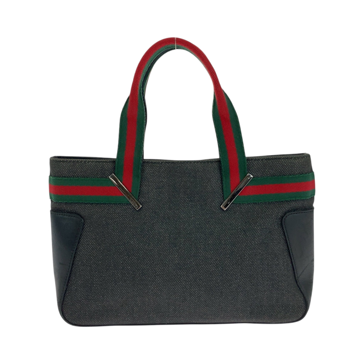 GUCCI Tote Bag 28984 canvas Black red green Tote Bag handbag Sherry line mens Used Authentic