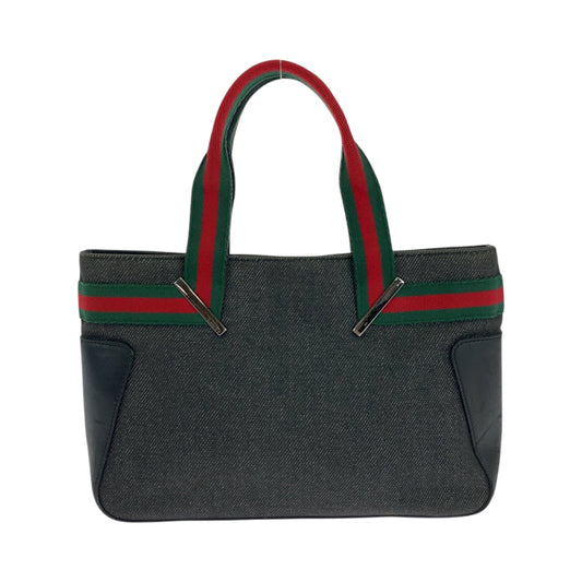 GUCCI Tote Bag 28984 canvas Black red green Tote Bag handbag Sherry line mens Used Authentic