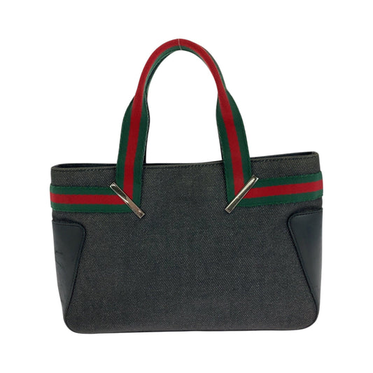 GUCCI Tote Bag 28984 canvas Black red green Tote Bag handbag Sherry line mens Used Authentic