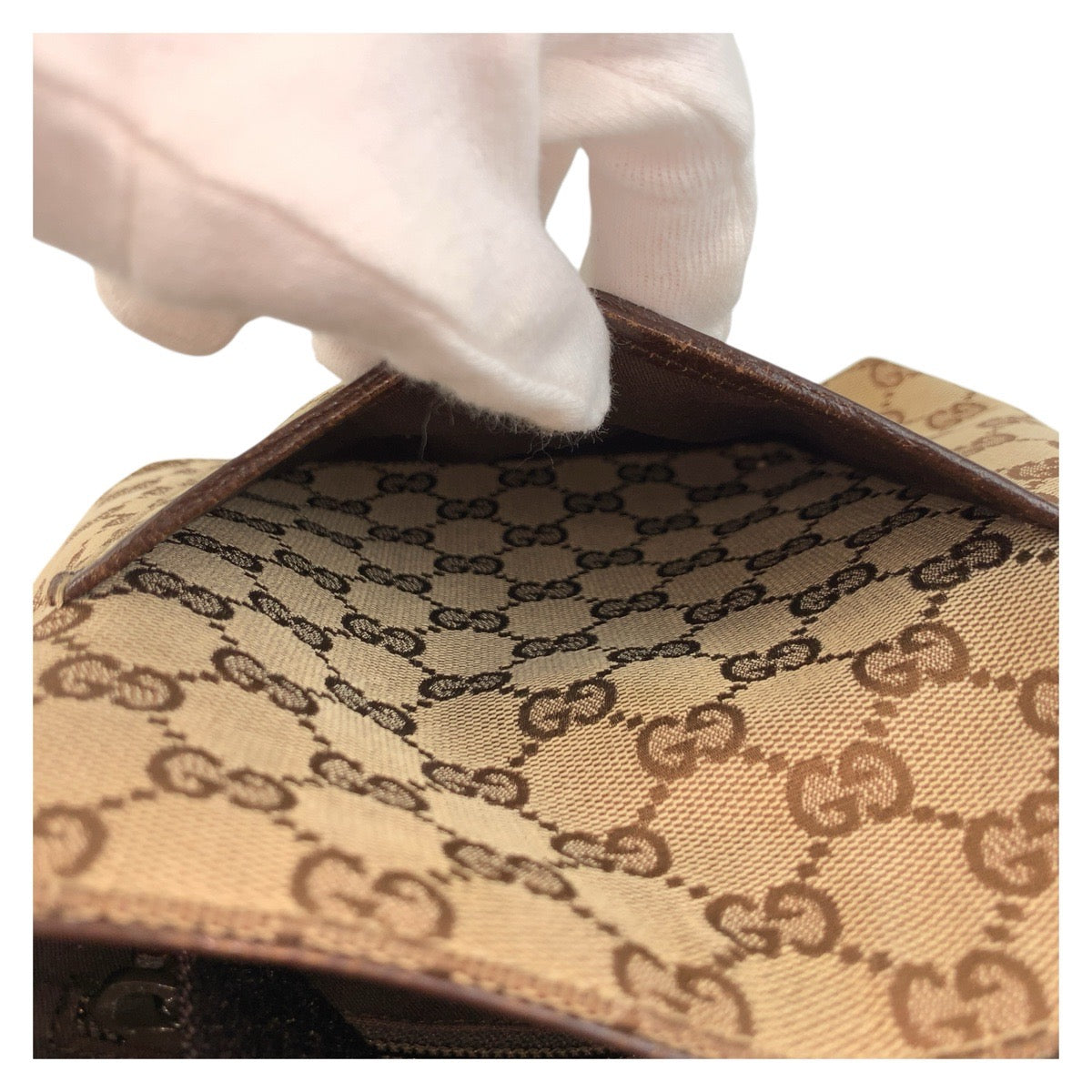 GUCCI Shoulder Bag 122793 GG canvas, leather Beige Brown SilverMetal Shoulder Bag pochette Women Used Authentic