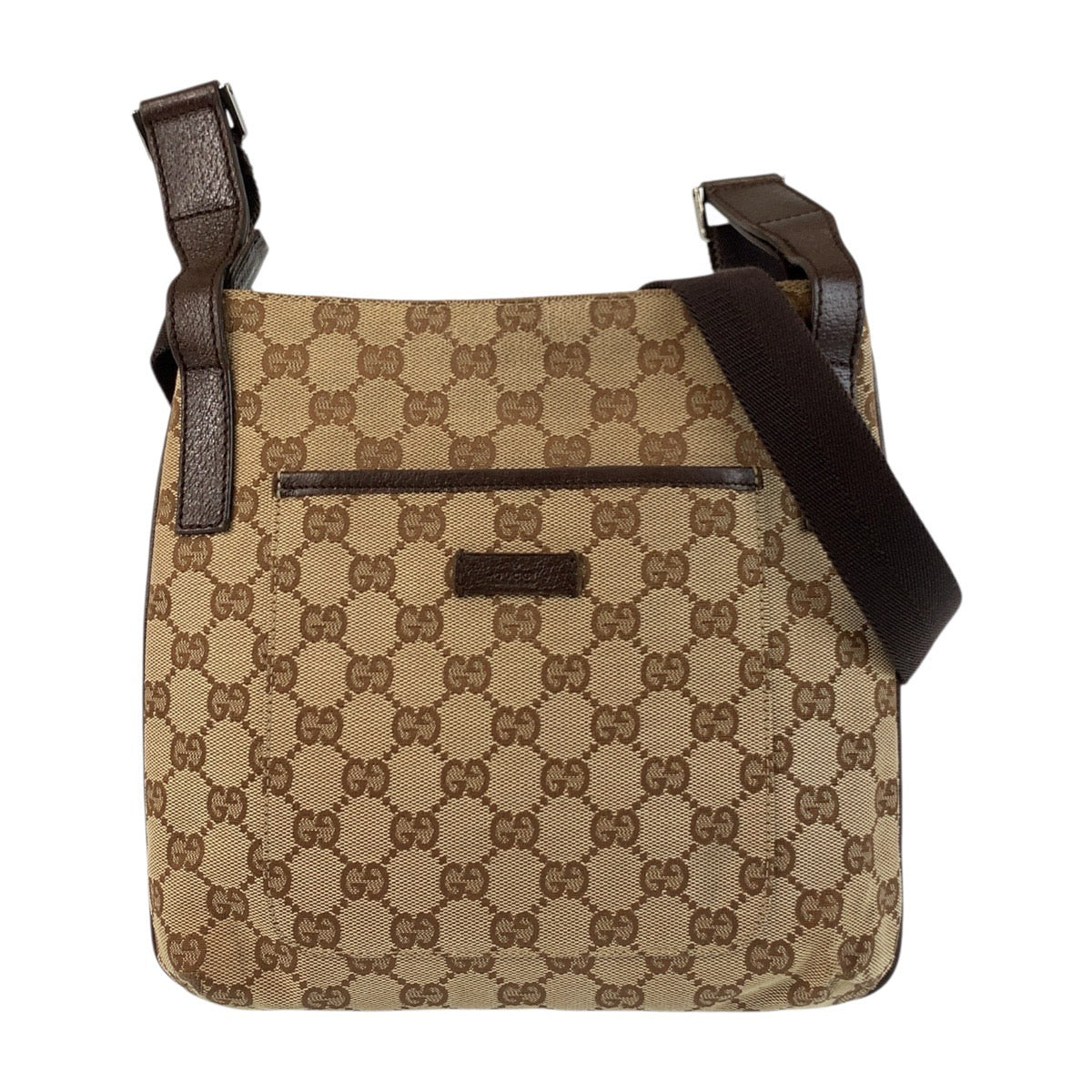 GUCCI Shoulder Bag 122793 GG canvas, leather Beige Brown SilverMetal Shoulder Bag pochette Women Used Authentic