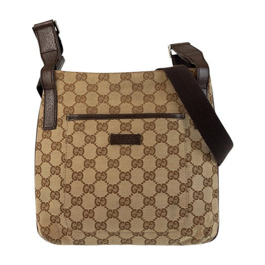 GUCCI Shoulder Bag 122793 GG canvas, leather Beige Brown SilverMetal Shoulder Bag pochette Women Used Authentic