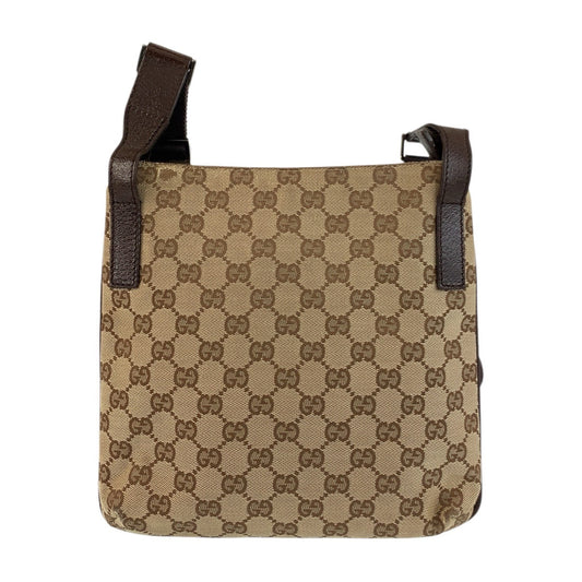 GUCCI Shoulder Bag 122793 GG canvas, leather Beige Brown SilverMetal Shoulder Bag pochette Women Used Authentic