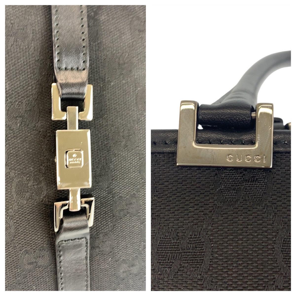 GUCCI Handbag 002 1065 GG canvas, leather black Handbag Tote Bag Jackie Women Used Authentic