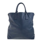 PRADA Tote Bag 7B leather Navy SilverMetal Tote Bag handbag Safiano Triangle With logo mens Used Authentic