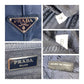 PRADA Tote Bag 7B leather Navy SilverMetal Tote Bag handbag Safiano Triangle With logo mens Used Authentic