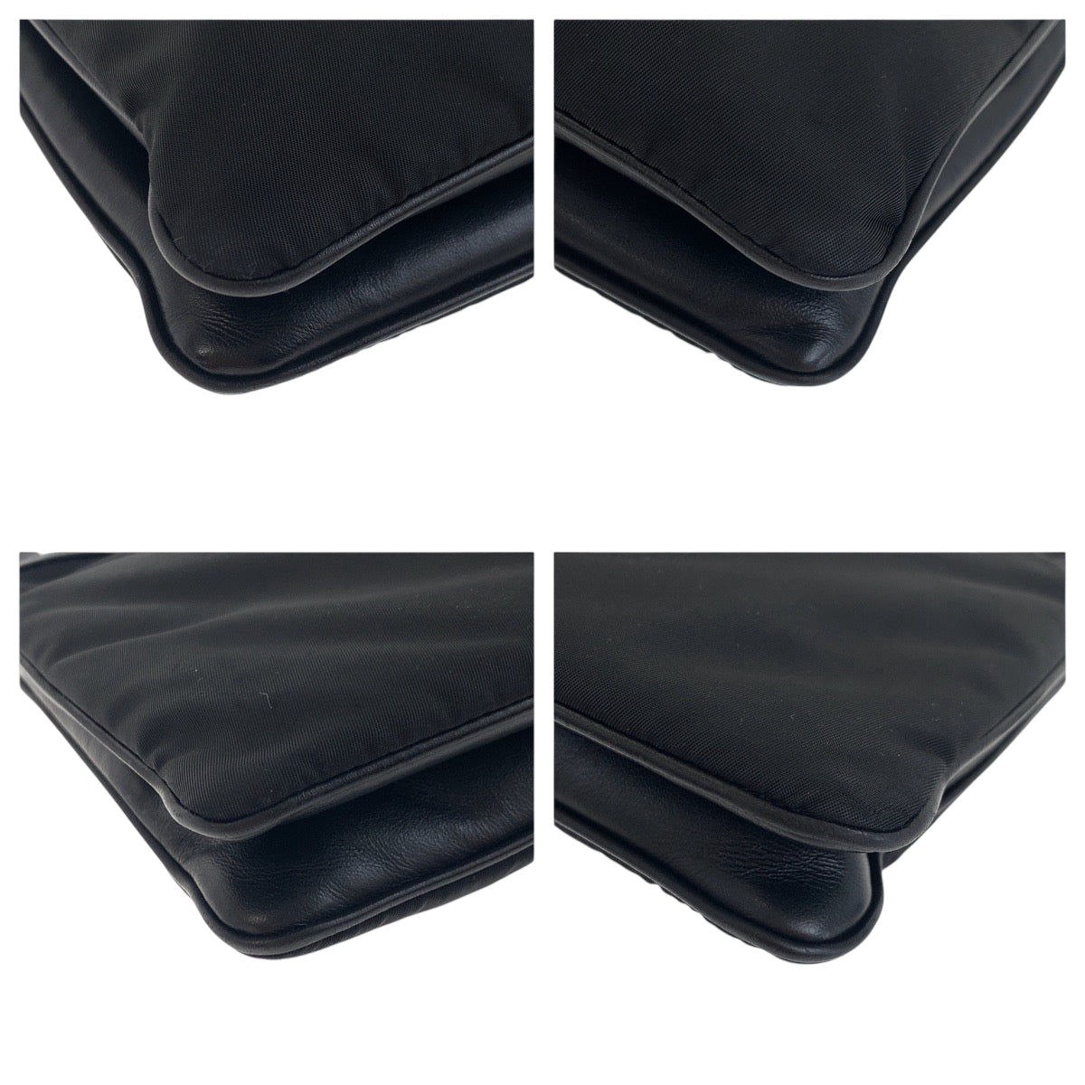 PRADA Shoulder Bag 1BH046 Nylon black Shoulder Bag pochette Test logo Women Used Authentic