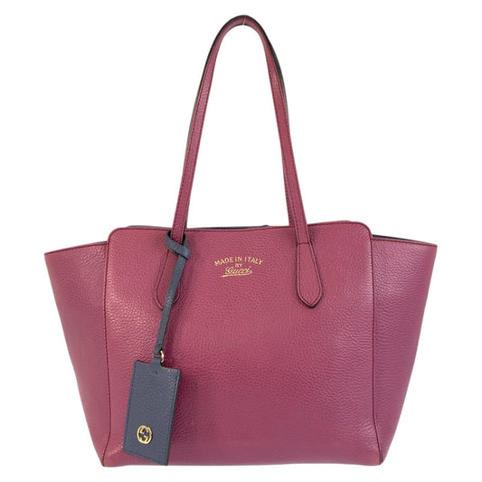 GUCCI Tote Bag 354408 leather Pink Blue Gold Metal Tote Bag Shoulder Bag Swing Women Used Authentic