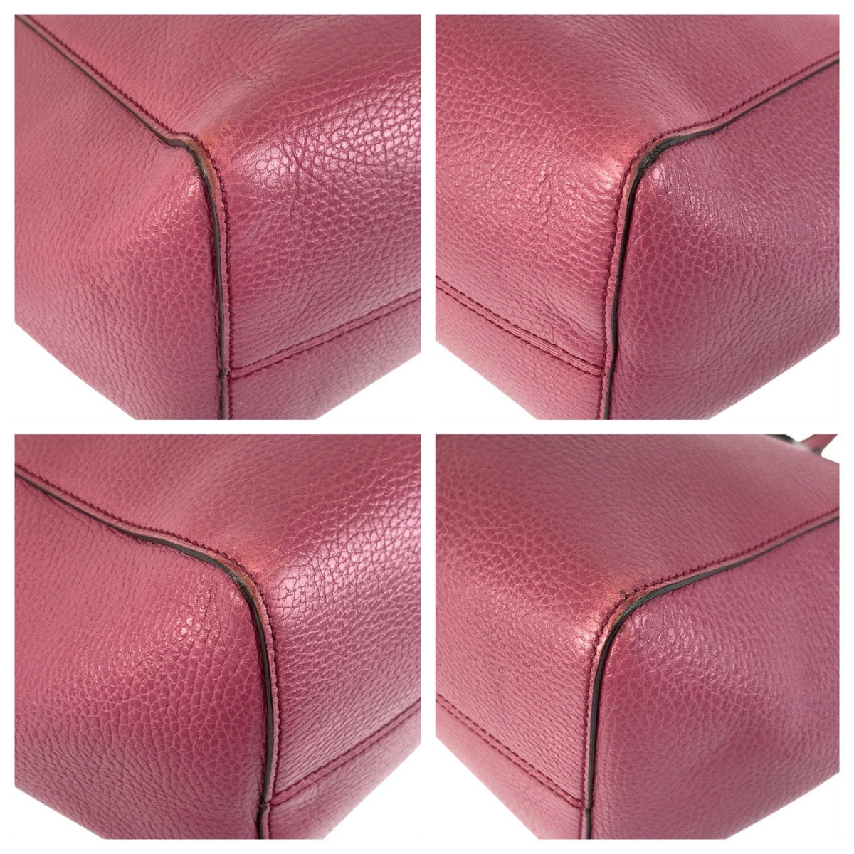 GUCCI Tote Bag 354408 leather Pink Blue Gold Metal Tote Bag Shoulder Bag Swing Women Used Authentic