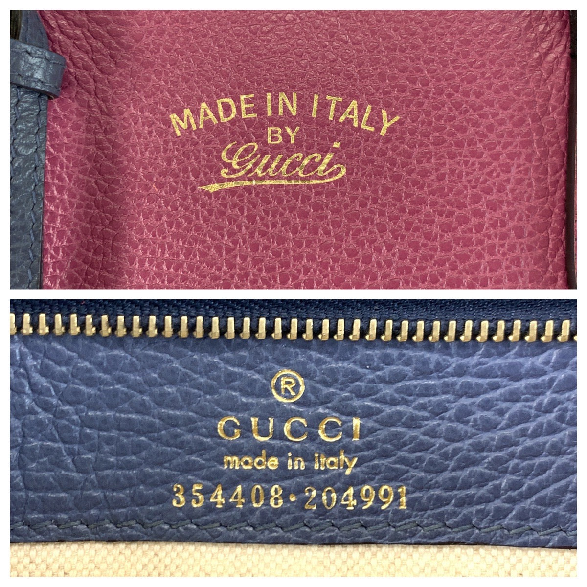 GUCCI Tote Bag 354408 leather Pink Blue Gold Metal Tote Bag Shoulder Bag Swing Women Used Authentic