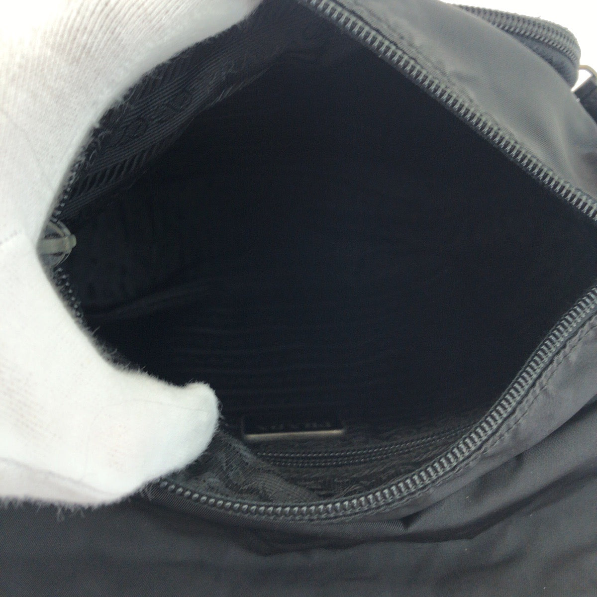 PRADA Shoulder Bag Nylon black Shoulder Bag pochette Test Triangle With logo mens Used Authentic