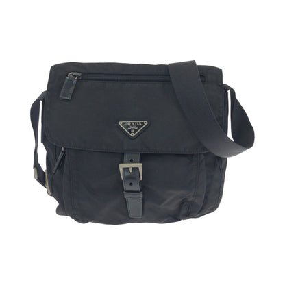 PRADA Shoulder Bag Nylon black Shoulder Bag pochette Test Triangle With logo mens Used Authentic