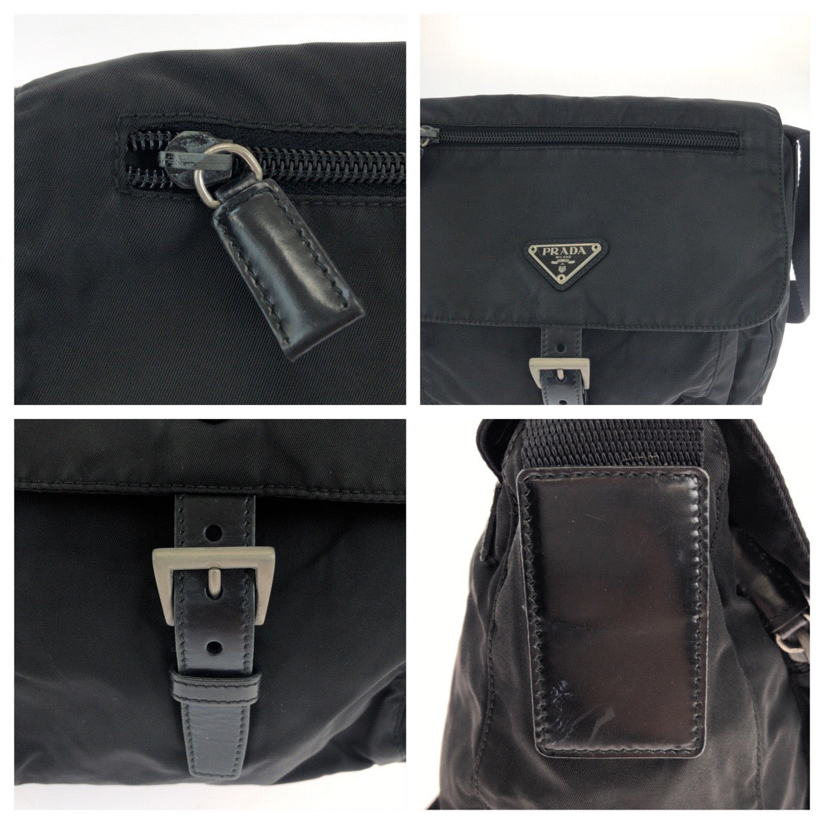 PRADA Shoulder Bag Nylon black Shoulder Bag pochette Test Triangle With logo mens Used Authentic