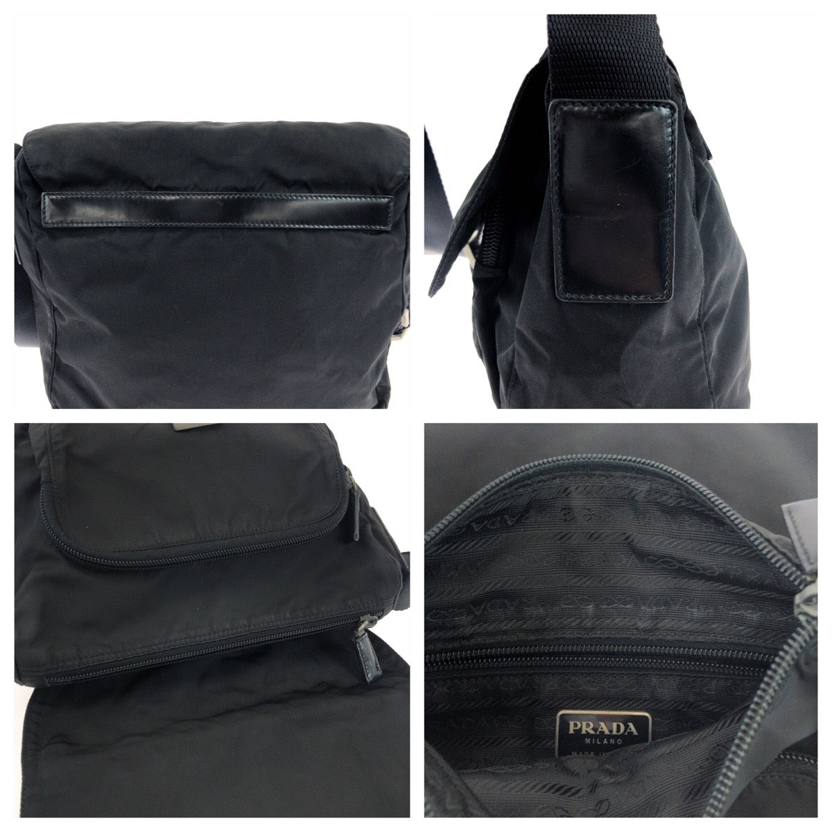 PRADA Shoulder Bag Nylon black Shoulder Bag pochette Test Triangle With logo mens Used Authentic