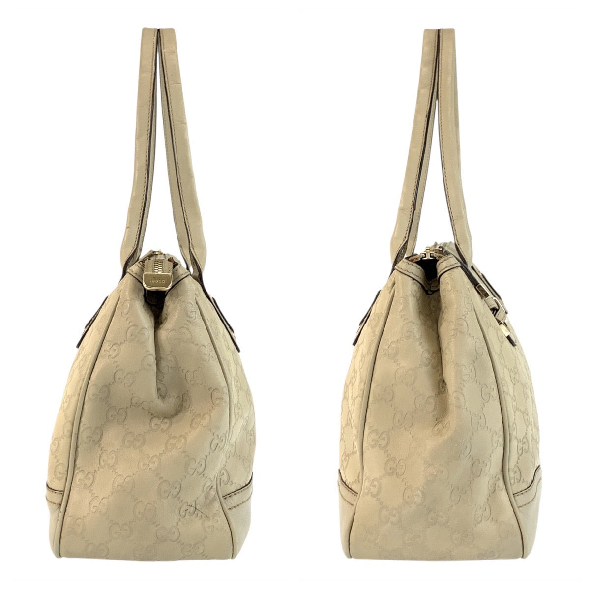 GUCCI Tote Bag 177052 leather beige Tote Bag Shoulder Bag Guccishima Princey Women Used Authentic