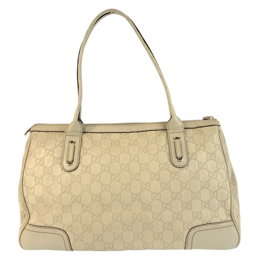GUCCI Tote Bag 177052 leather beige Tote Bag Shoulder Bag Guccishima Princey Women Used Authentic
