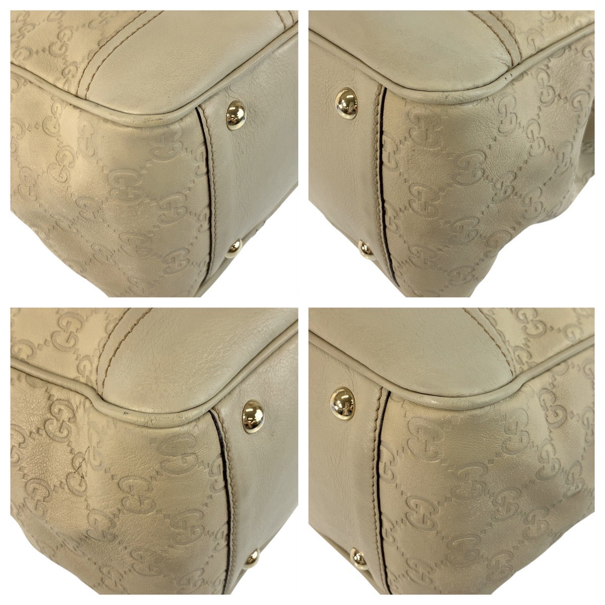 GUCCI Tote Bag 177052 leather beige Tote Bag Shoulder Bag Guccishima Princey Women Used Authentic