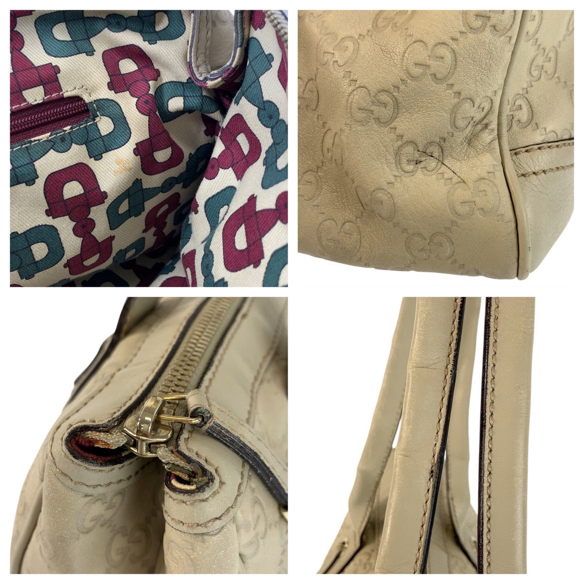 GUCCI Tote Bag 177052 leather beige Tote Bag Shoulder Bag Guccishima Princey Women Used Authentic
