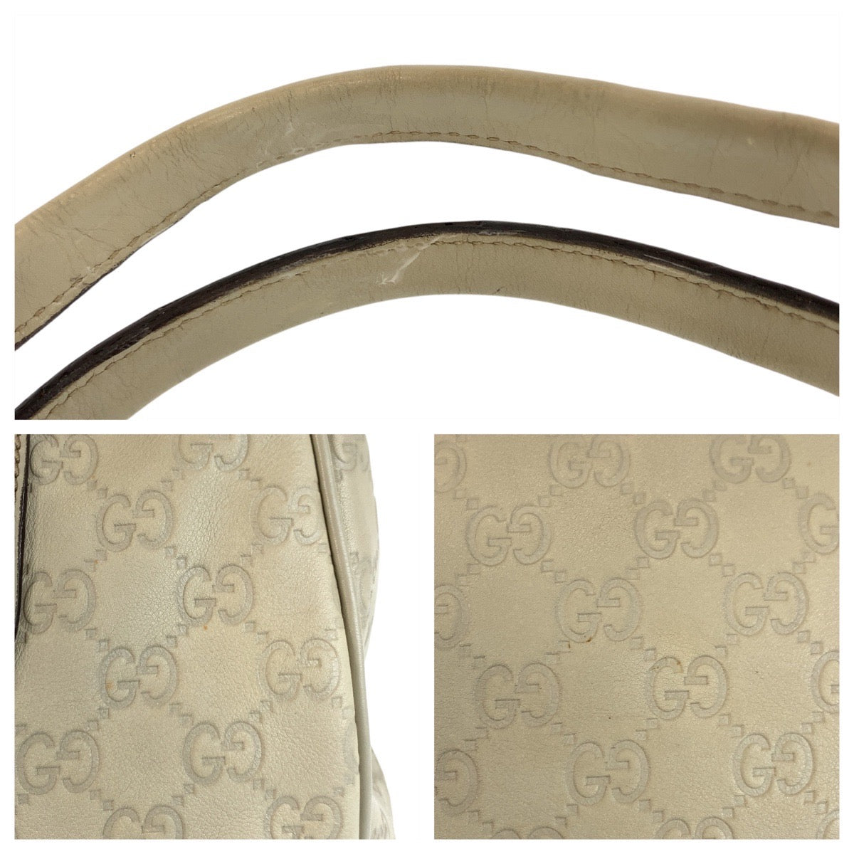 GUCCI Tote Bag 177052 leather beige Tote Bag Shoulder Bag Guccishima Princey Women Used Authentic