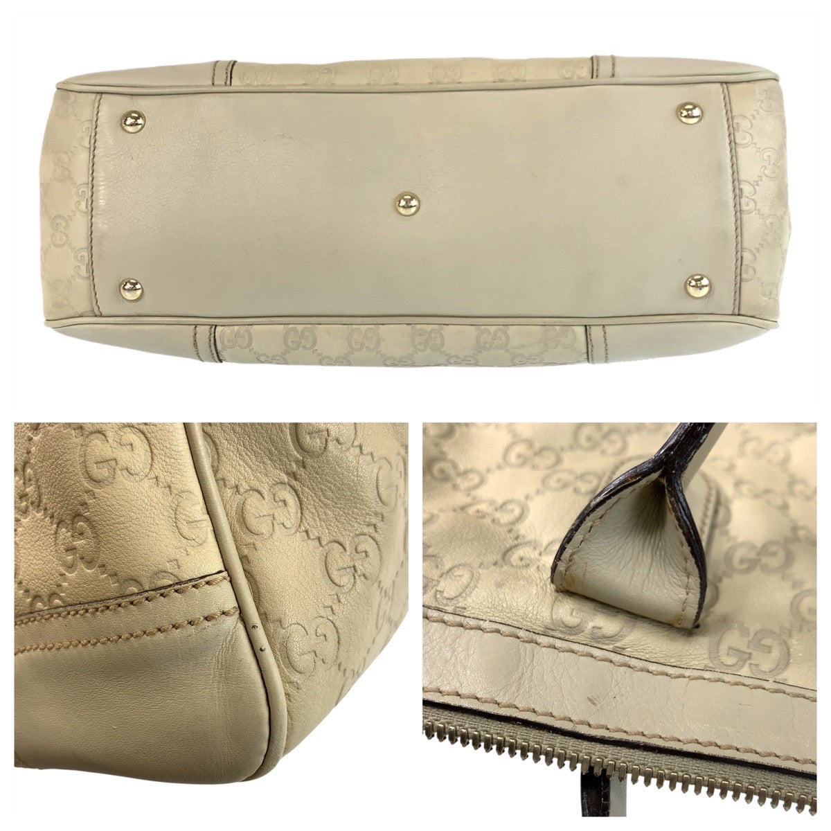 GUCCI Tote Bag 177052 leather beige Tote Bag Shoulder Bag Guccishima Princey Women Used Authentic