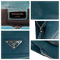 PRADA Business bag leather Green SilverMetal Safiano Triangle With logo