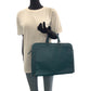 PRADA Business bag leather Green SilverMetal Safiano Triangle With logo