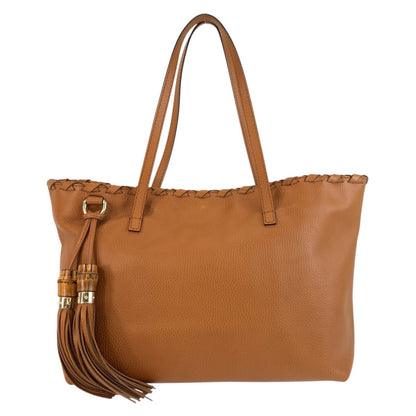 GUCCI Tote Bag 354665 leather Brown Gold Metal Bamboo Tassel