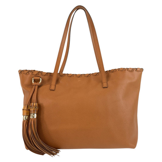 GUCCI Tote Bag 354665 leather Brown Gold Metal Bamboo Tassel