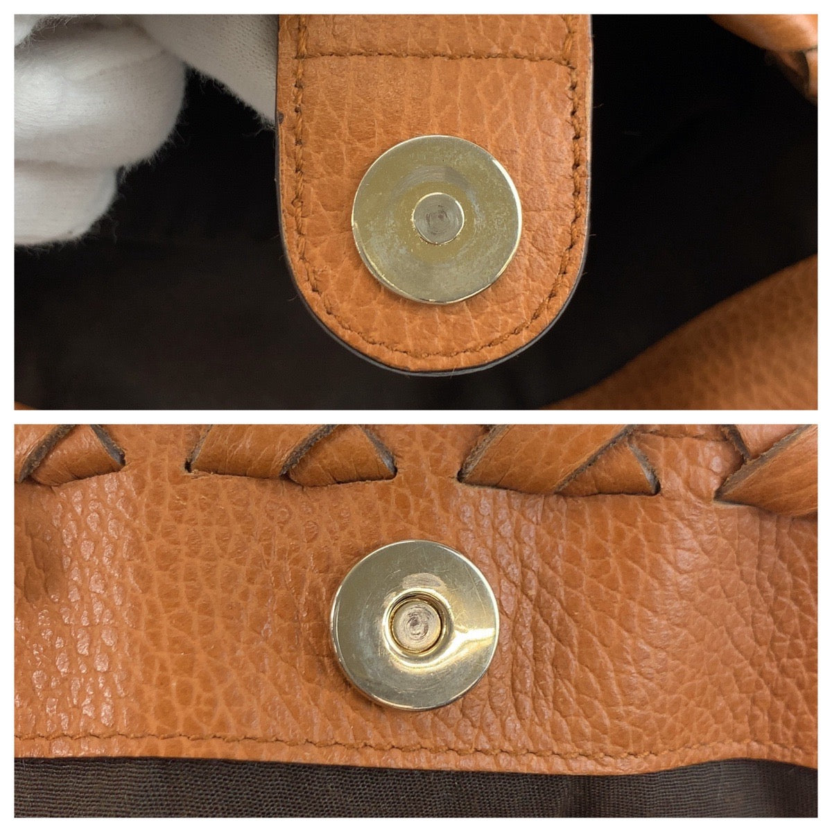 GUCCI Tote Bag 354665 leather Brown Gold Metal Bamboo Tassel