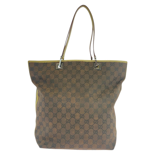 GUCCI Tote Bag 31243 GG canvas, leather Brown Multicolor SilverMetal Tote Bag Shoulder Bag Women Used Authentic