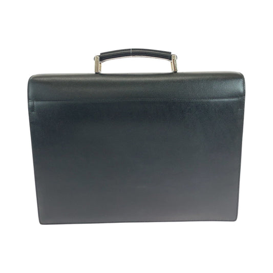 PRADA Business bag leather Black SilverMetal Business bag handbag Safiano logo mens Used Authentic