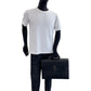 PRADA Business bag leather Black SilverMetal Business bag handbag Safiano logo mens Used Authentic