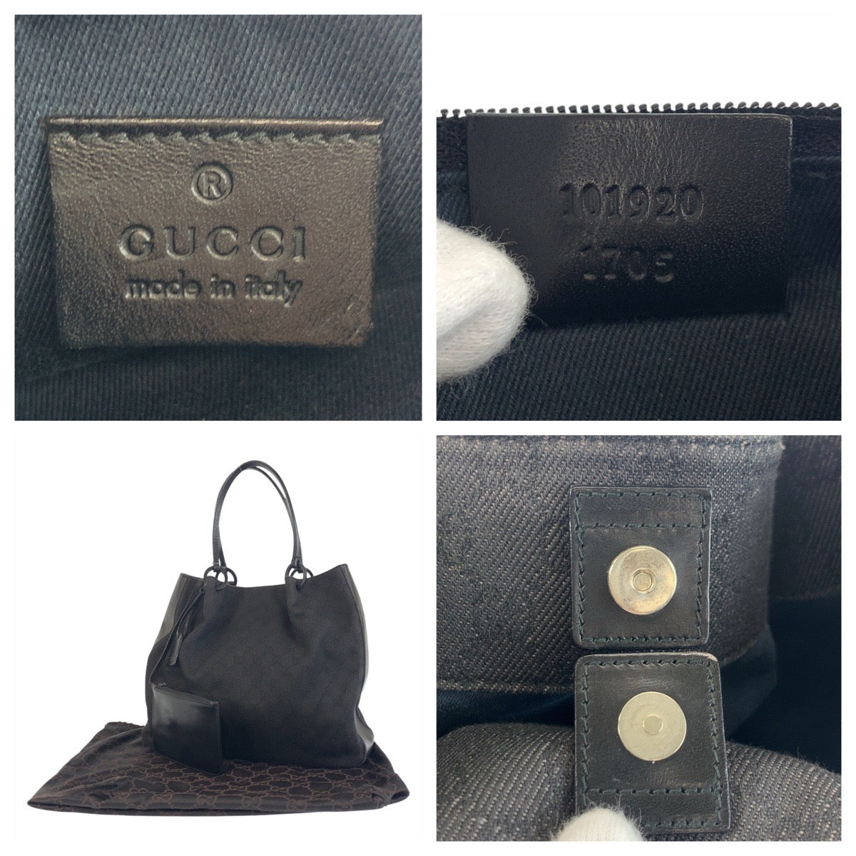 GUCCI Tote Bag 101920 GG canvas, leather Black black Tote Bag Shoulder Bag Women Used Authentic