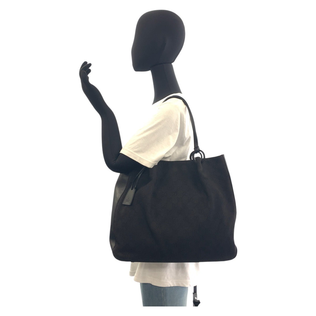 GUCCI Tote Bag 101920 GG canvas, leather Black black Tote Bag Shoulder Bag Women Used Authentic