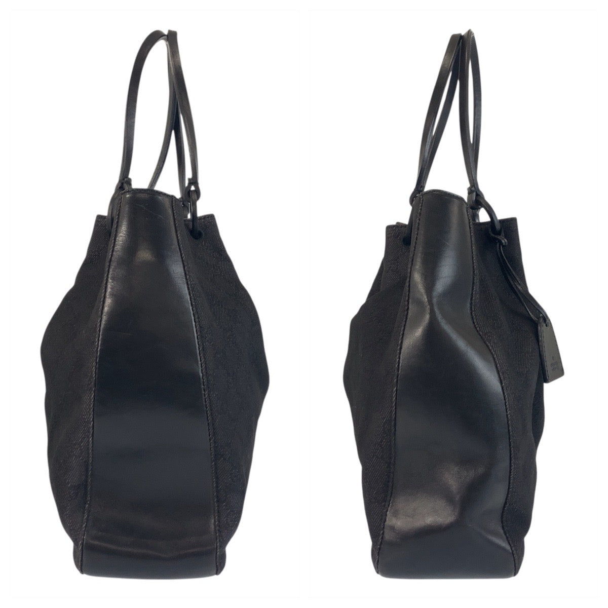 GUCCI Tote Bag 101920 GG canvas, leather Black black Tote Bag Shoulder Bag Women Used Authentic