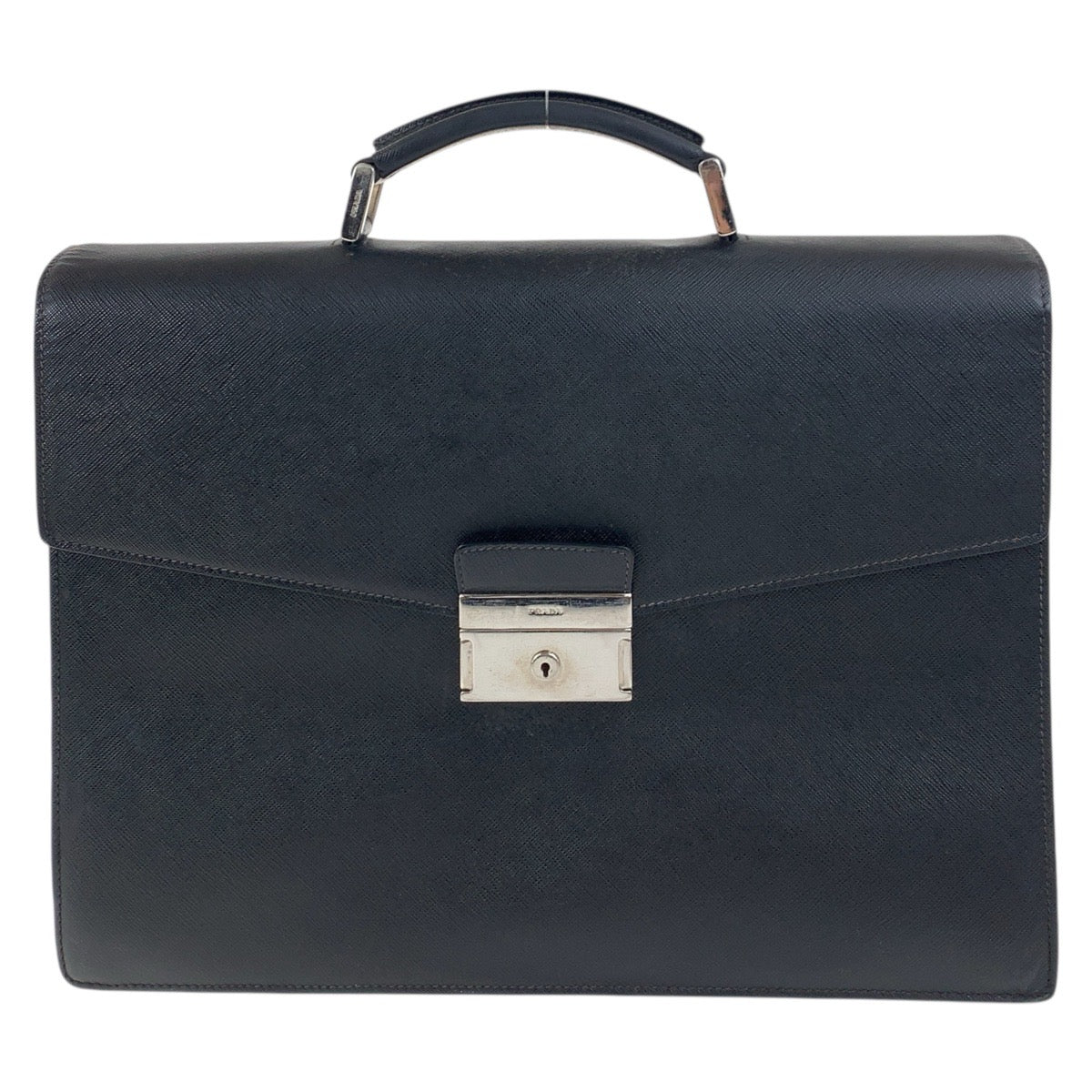 PRADA Business bag leather black Business bag briefcase Safiano mens Used Authentic