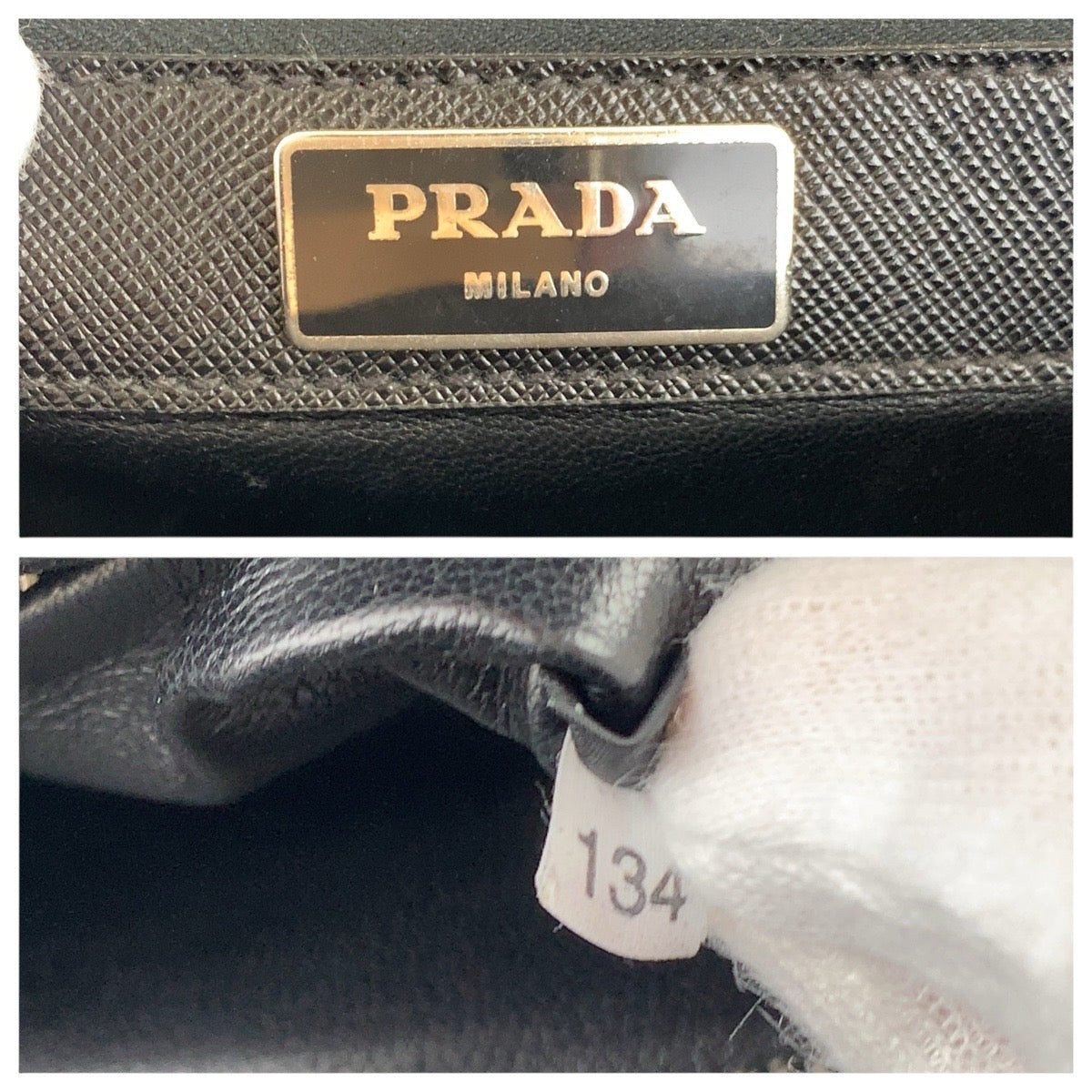 PRADA Business bag leather black Business bag briefcase Safiano mens Used Authentic