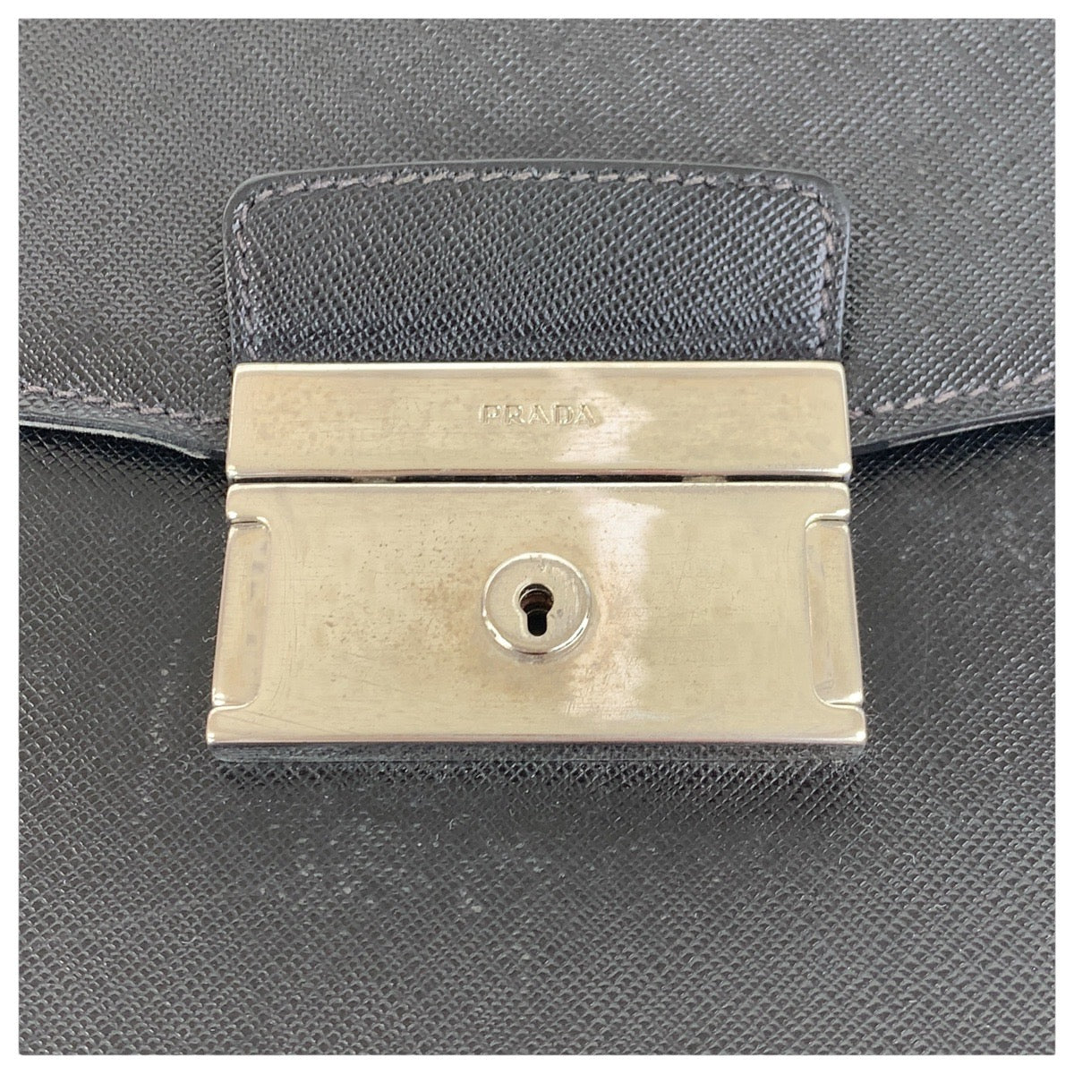 PRADA Business bag leather black Business bag briefcase Safiano mens Used Authentic