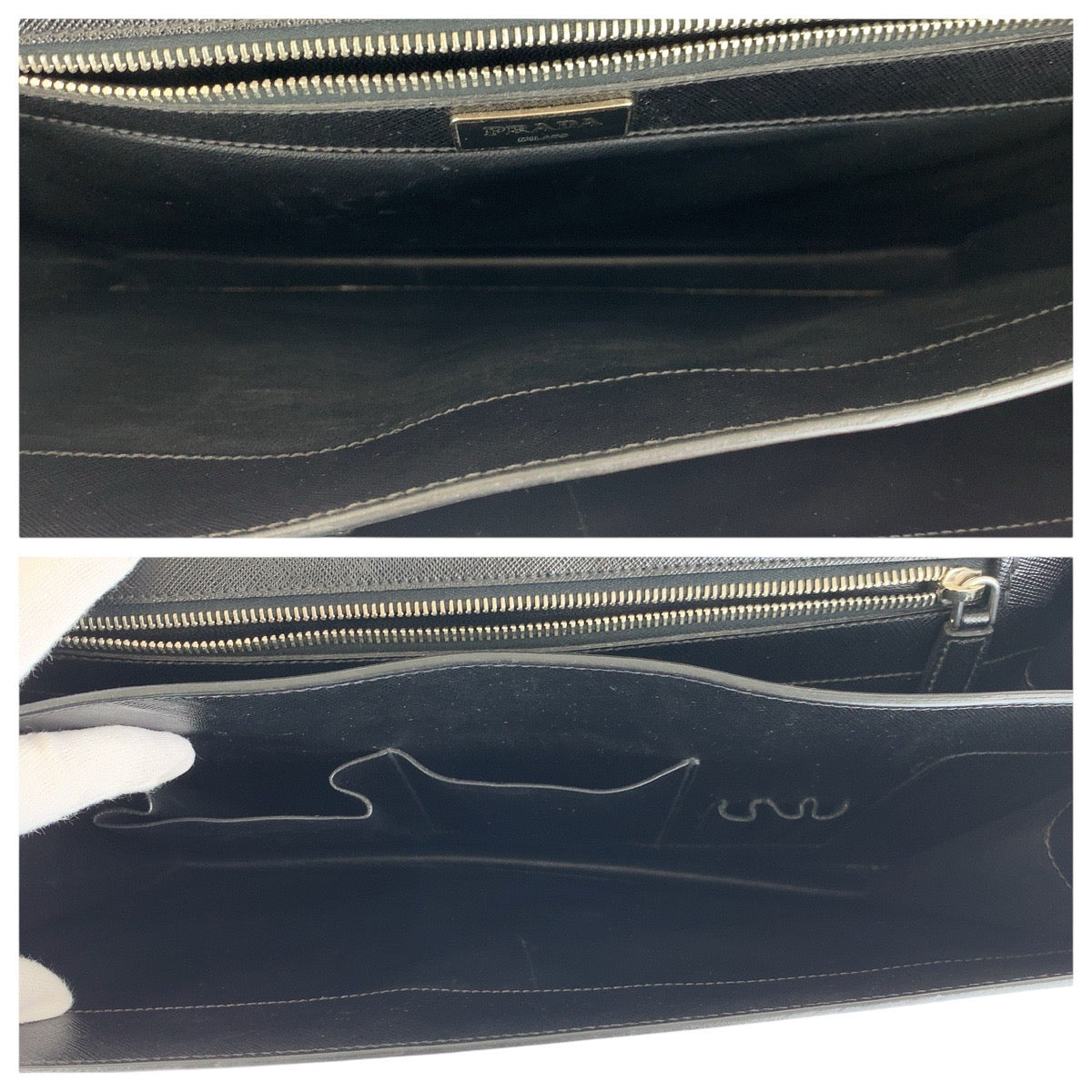 PRADA Business bag leather black Business bag briefcase Safiano mens Used Authentic