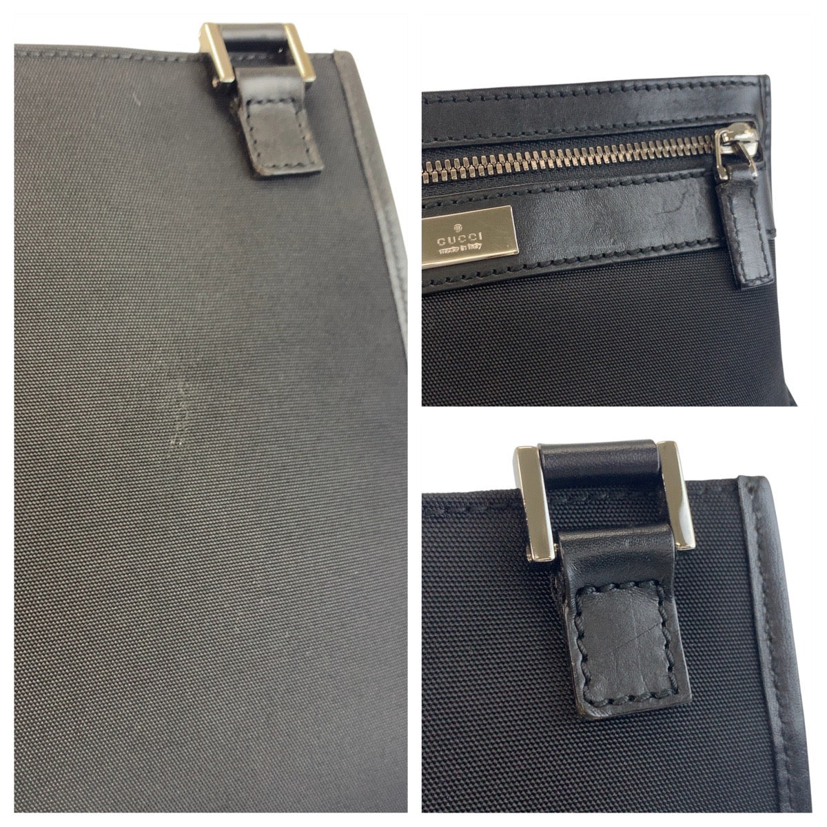 GUCCI Shoulder Bag 92562 Nylon, Leather black Shoulder Bag pochette mens(Unisex) Used Authentic
