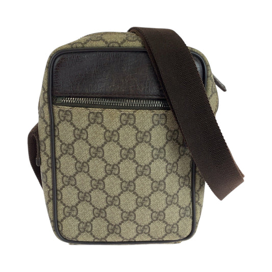 GUCCI Shoulder Bag 101680 GG Supreme Canvas Beige Brown SilverMetal Shoulder Bag pochette Women Used Authentic